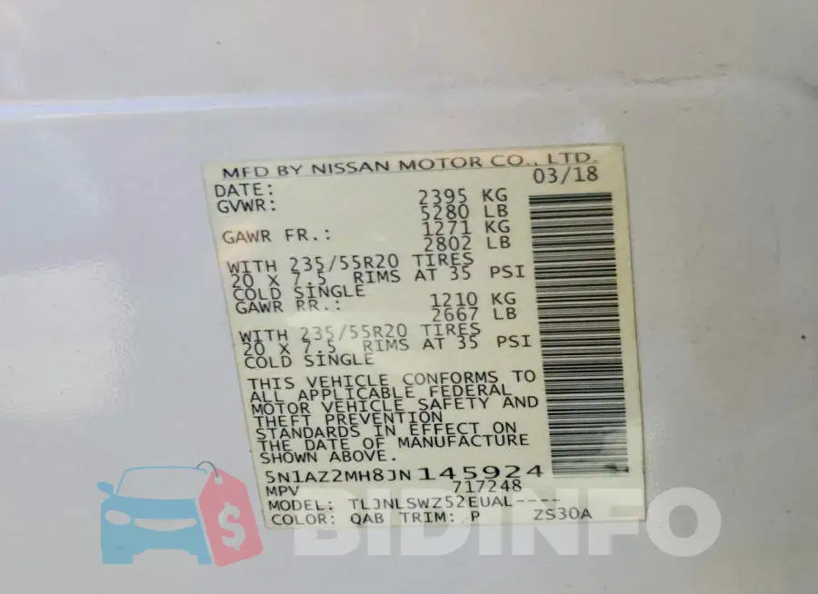 5N1AZ2MH8JN145924 Photo# 13