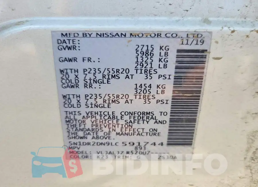 5N1DR2DN9LC591744 Photo# 13