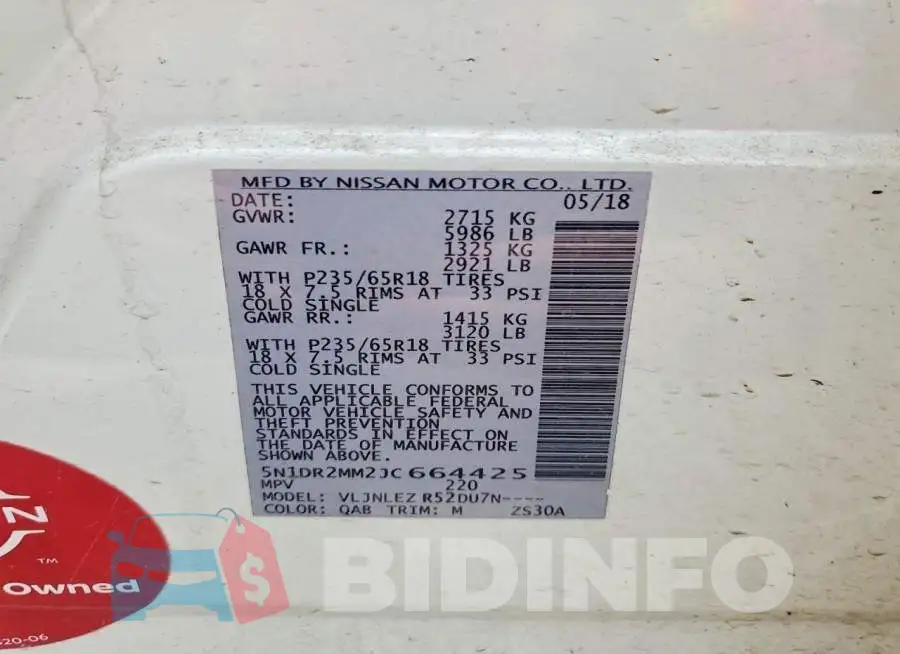 5N1DR2MM2JC664425 Photo# 13