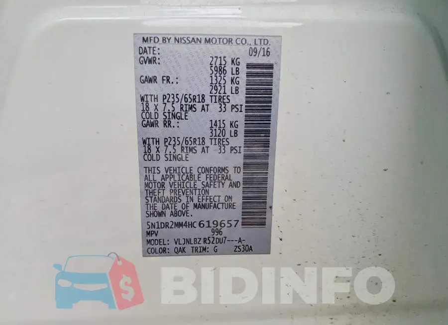 5N1DR2MM4HC619657 Photo# 14
