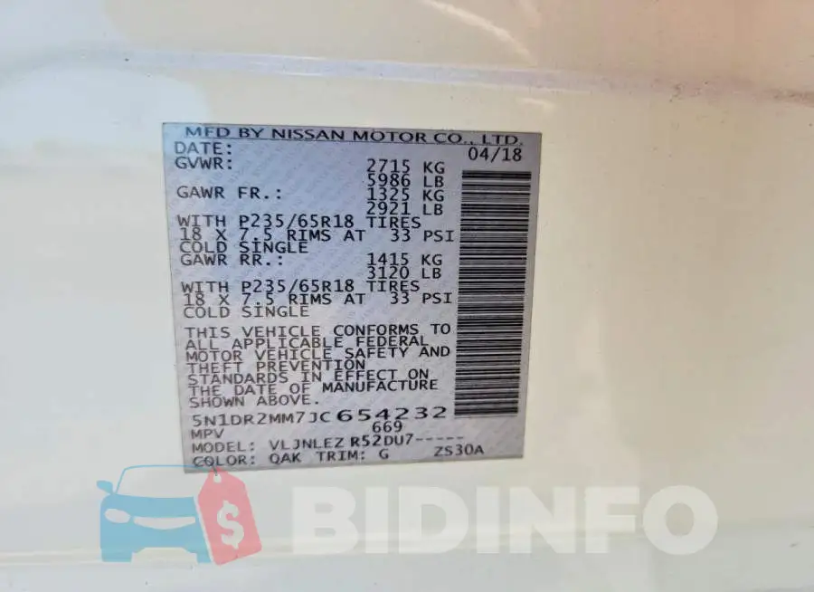 5N1DR2MM7JC654232 Photo# 13