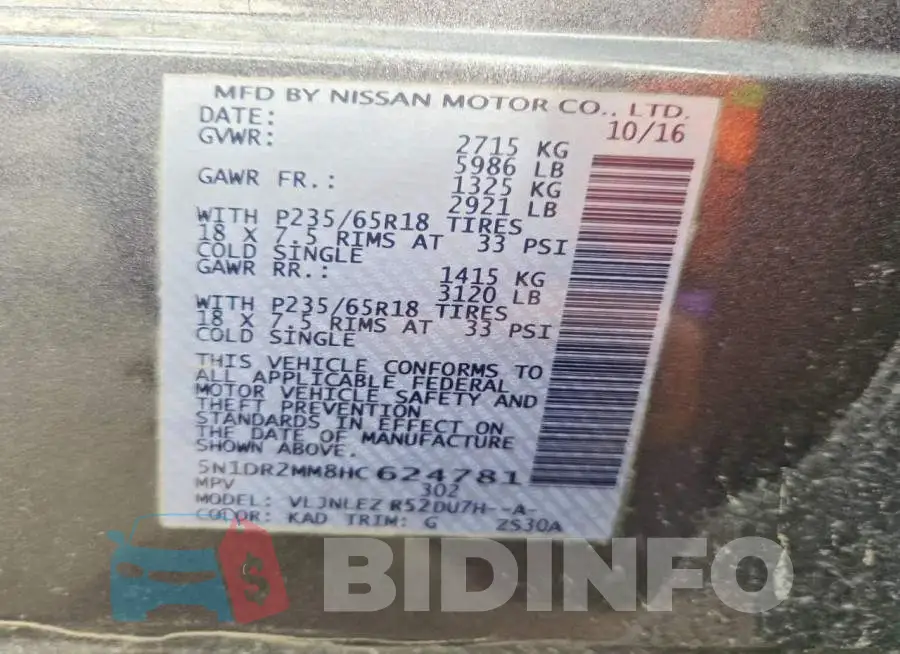 5N1DR2MM8HC624781 Photo# 13