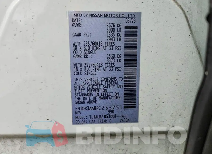 5N1DR3AA8PC253751 Photo# 13
