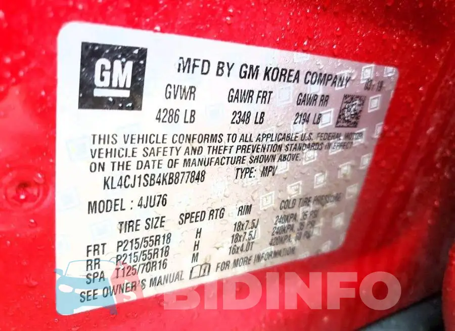 KL4CJ1SB4KB877848 Photo# 13