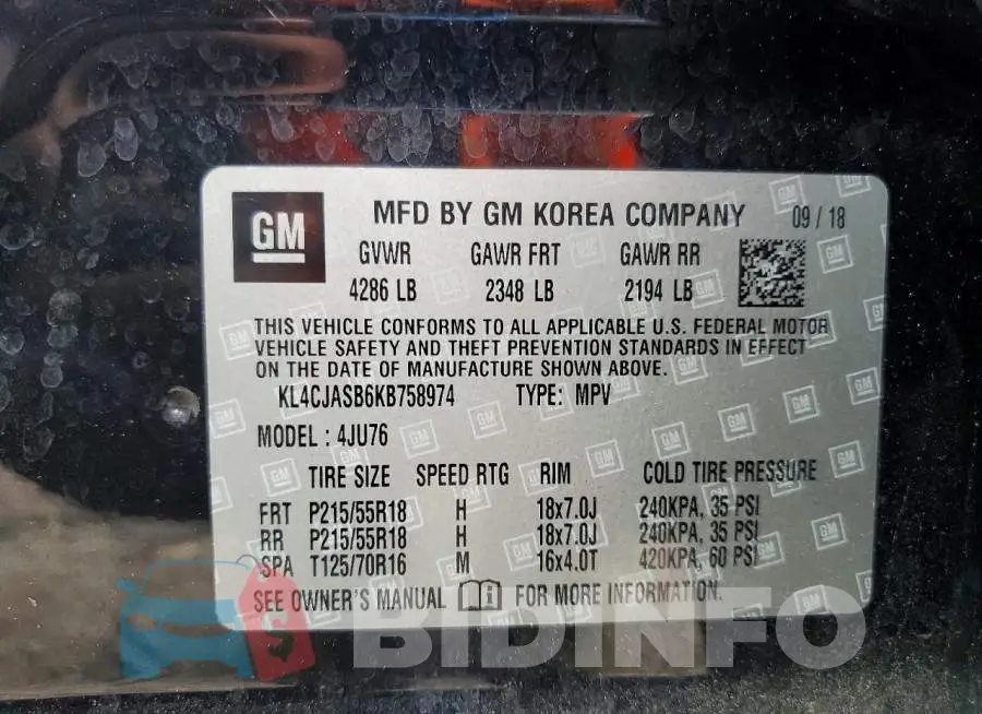 KL4CJASB6KB758974 Photo# 13