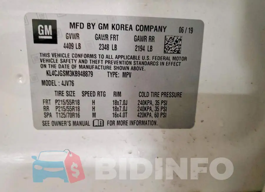 KL4CJGSM3KB948879 Photo# 13
