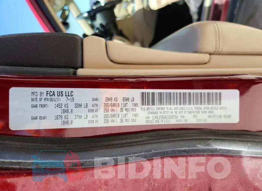 1C4RJFBG0KC828794 Photo# 12
