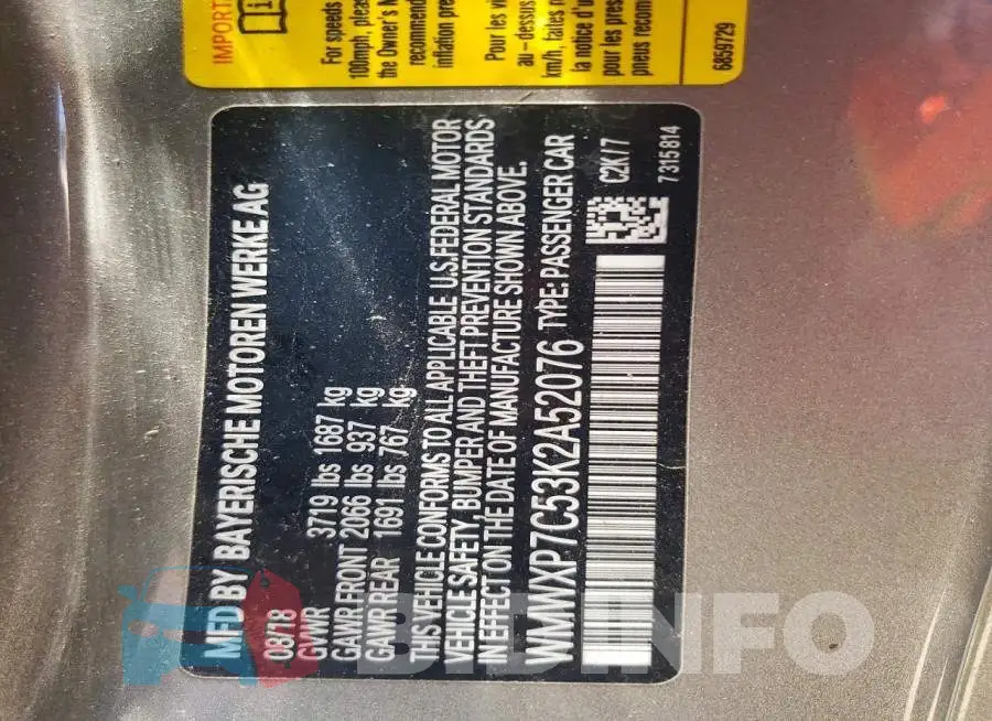 WMWXP7C53K2A52076 Photo# 12