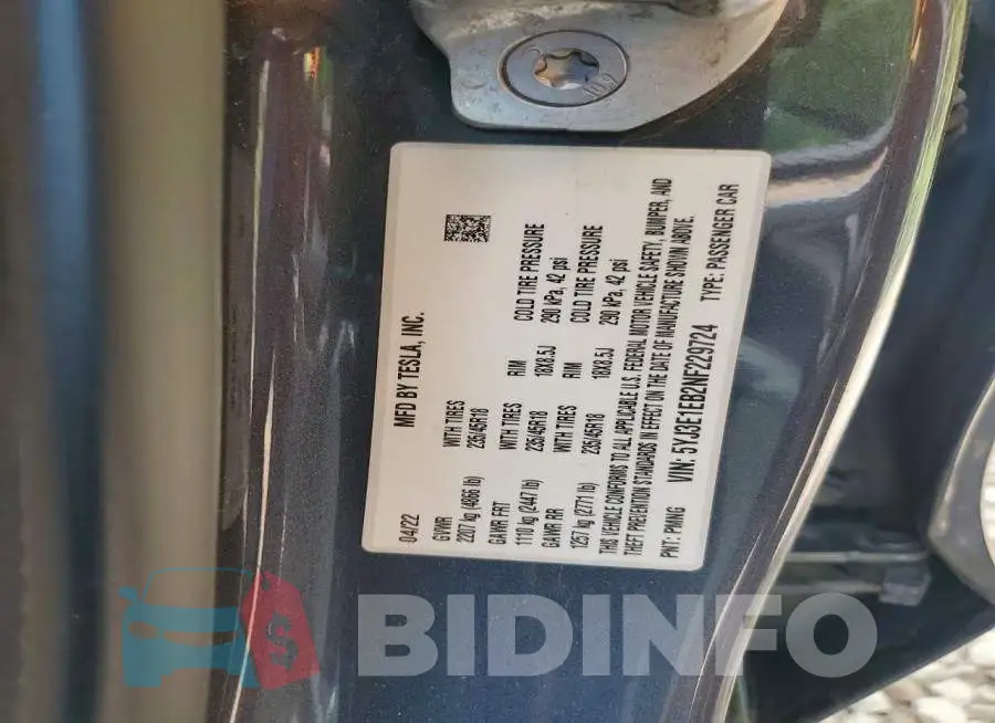 5YJ3E1EB2NF229724 Photo# 12