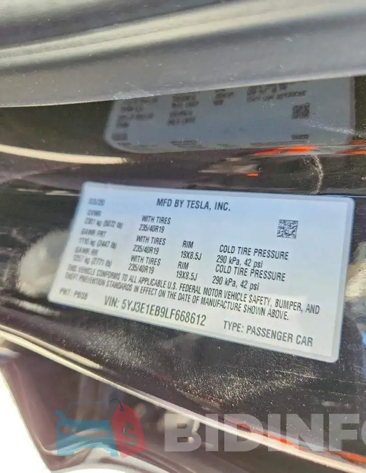 5YJ3E1EB9LF668612 Photo# 12