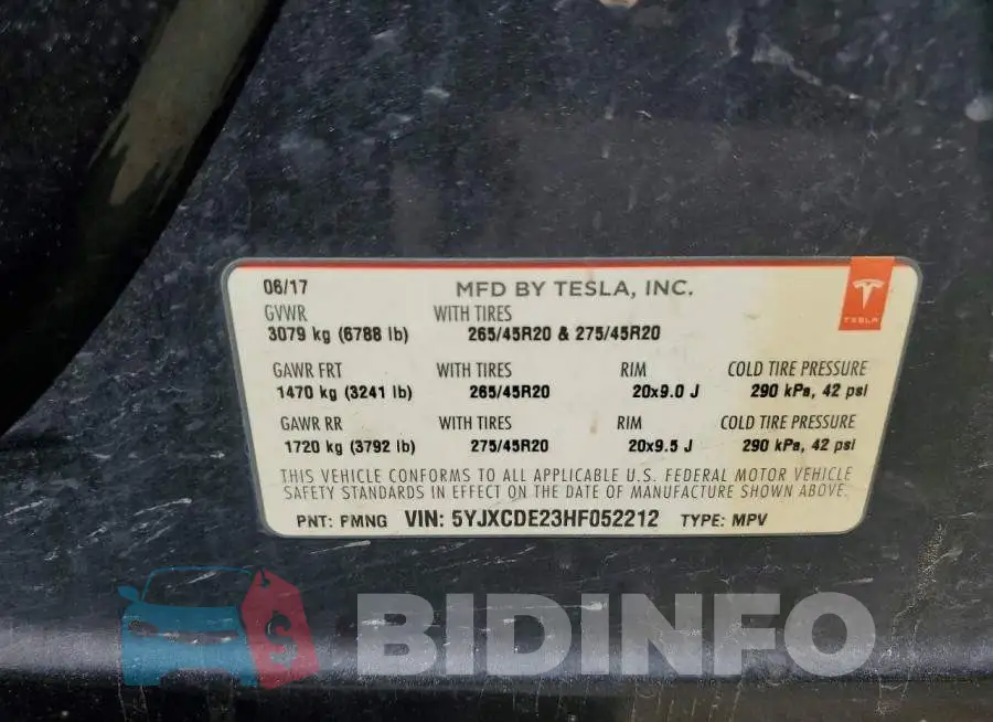 5YJXCDE23HF052212 Photo# 12