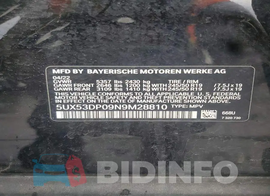 5UX53DP09N9M28810 Photo# 14