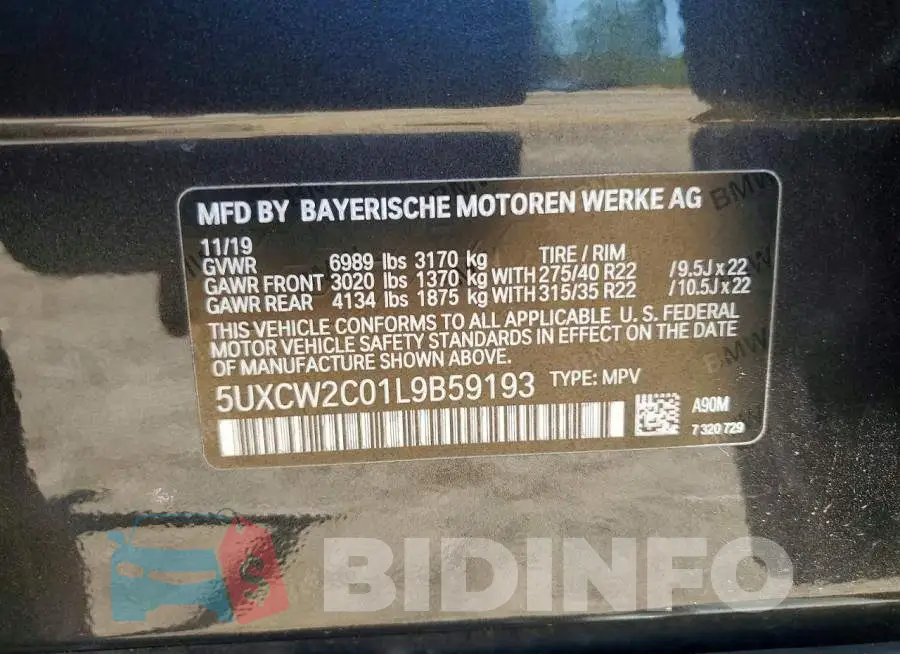 5UXCW2C01L9B59193 Photo# 12