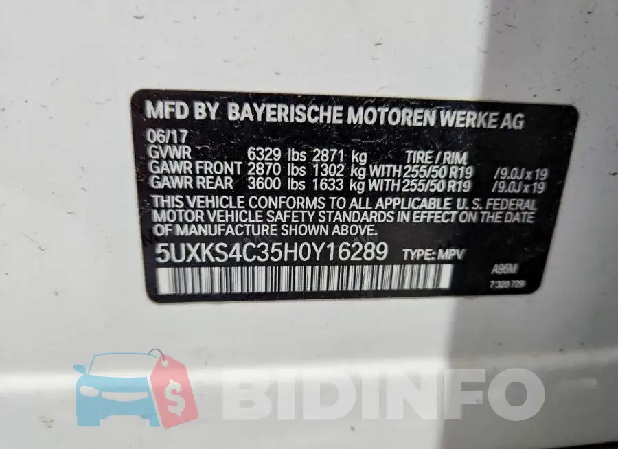 5UXKS4C35H0Y16289 Photo# 14