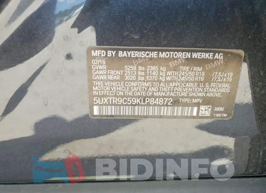 5UXTR9C59KLP84872 Photo# 13