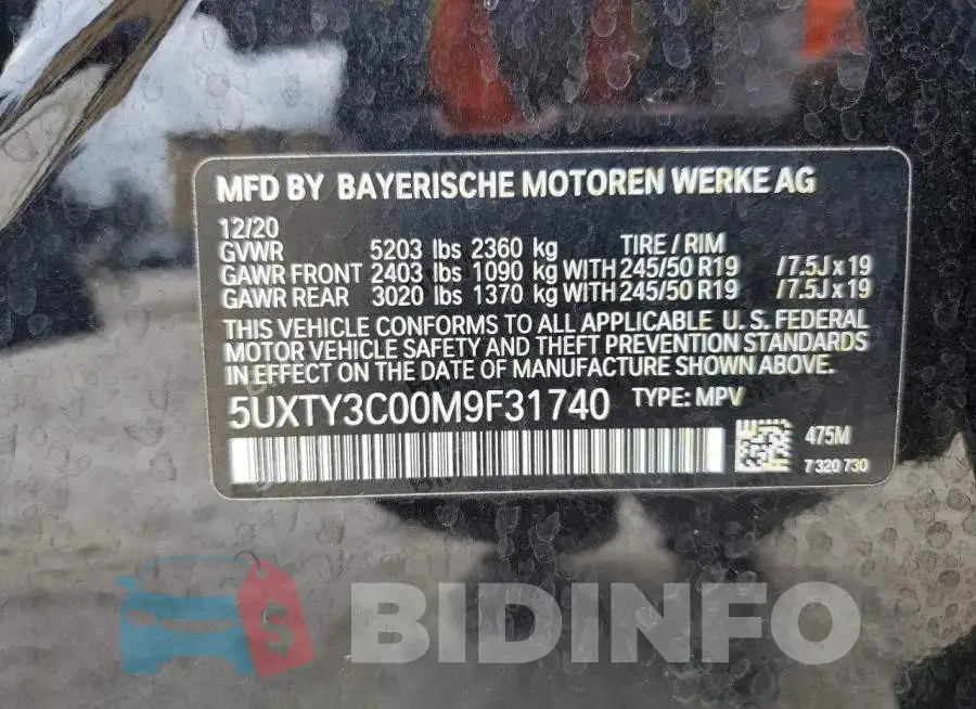 5UXTY3C00M9F31740 Photo# 12