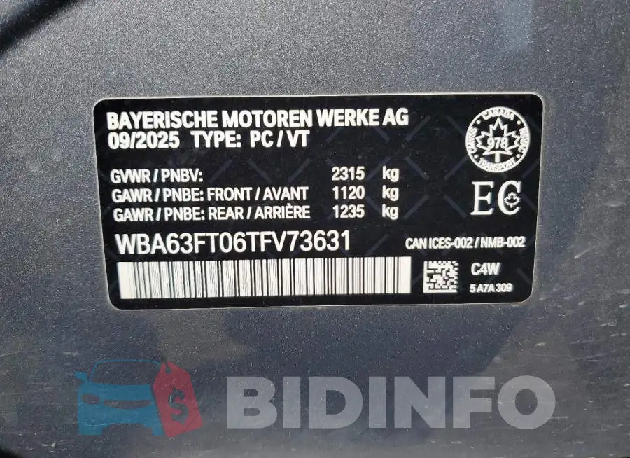 WBA63FT06TFV73631 Photo# 13