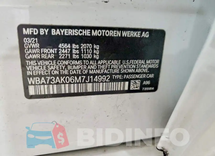 WBA73AK06M7J14992 Photo# 12