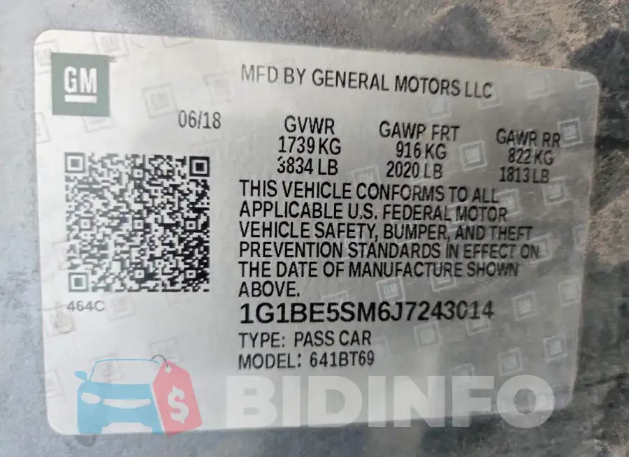 1G1BE5SM6J7243014 Photo# 12