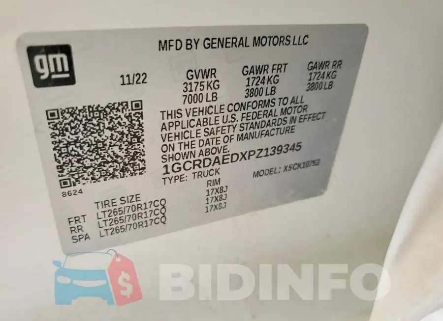 1GCRDAEDXPZ139345 Photo# 12