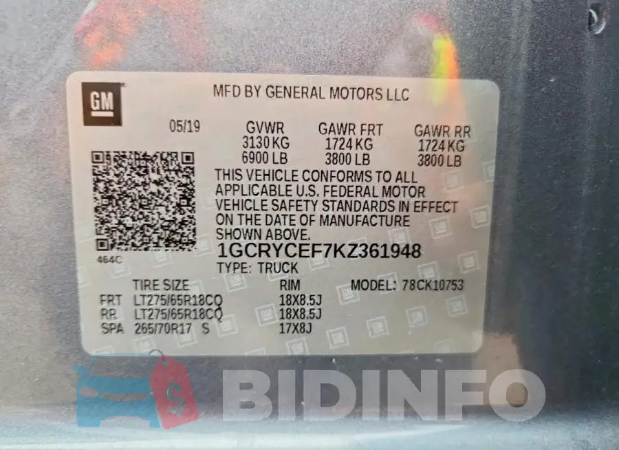 1GCRYCEF7KZ361948 Photo# 12