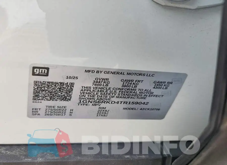 1GNS6RKD4TR159042 Photo# 14