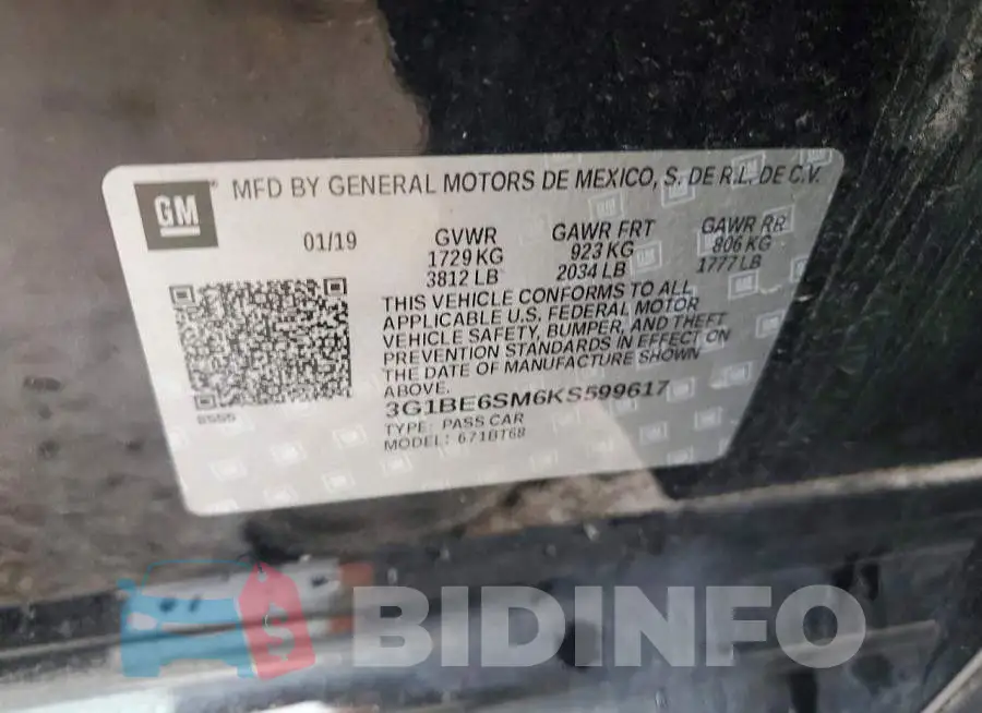 3G1BE6SM6KS599617 Photo# 12