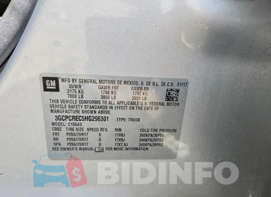 3GCPCREC5HG296301 Photo# 12