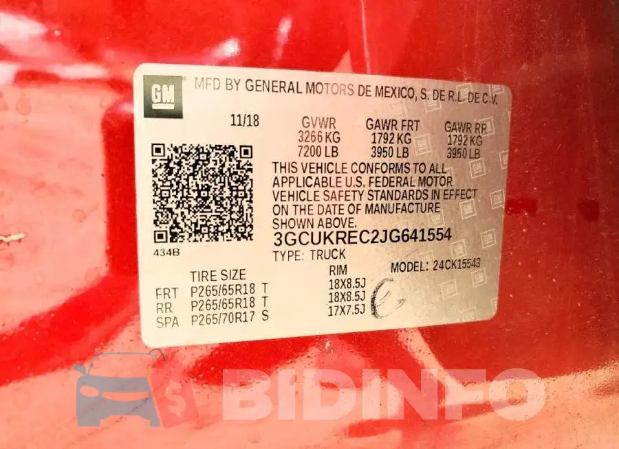 3GCUKREC2JG641554 Photo# 12