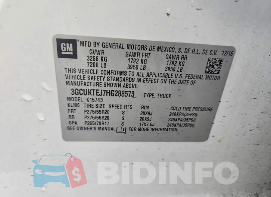 3GCUKTEJ7HG288573 Photo# 12