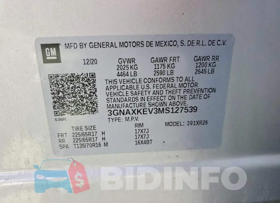 3GNAXKEV3MS127539 Photo# 12