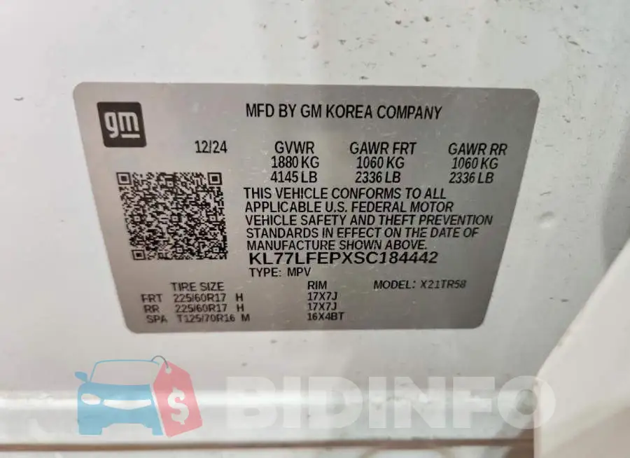 KL77LFEPXSC184442 Photo# 14