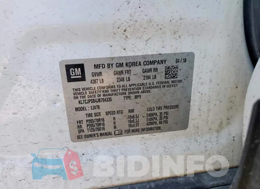 KL7CJPSB4JB704335 Photo# 13