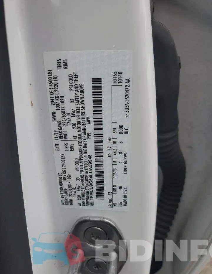 1FMCU9G64LUA59948 Photo# 13
