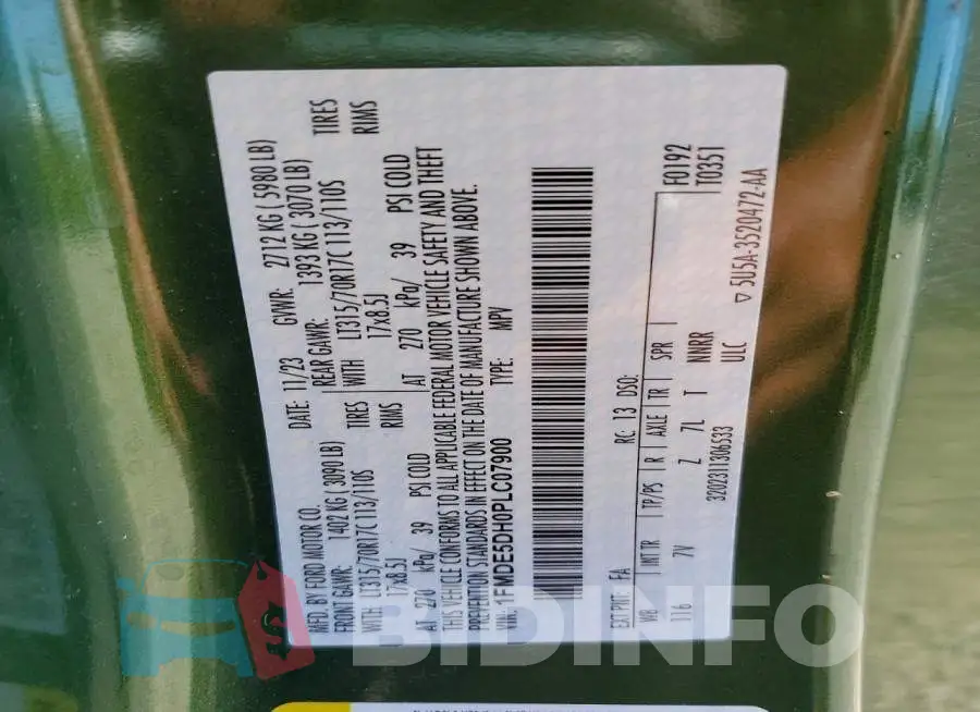 1FMDE5DH0PLC07900 Photo# 14