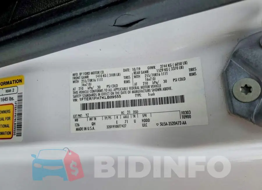 1FTER1FH7KLB09555 Photo# 12