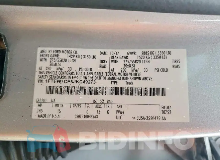 1FTEW1CP5JKC49273 Photo# 12