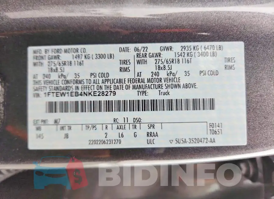 1FTEW1EB4NKE28279 Photo# 13