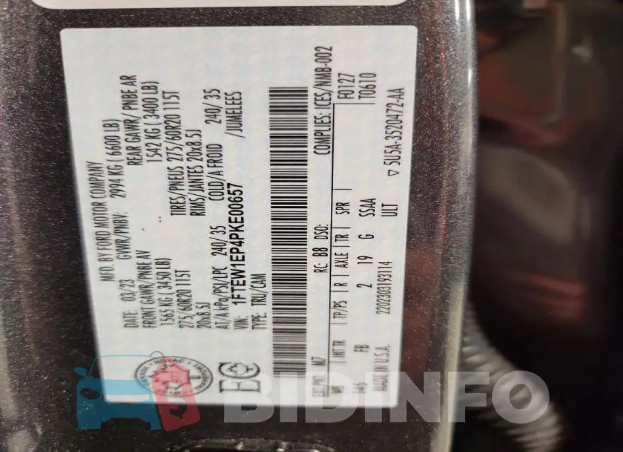 1FTEW1EP4PKE00657 Photo# 12