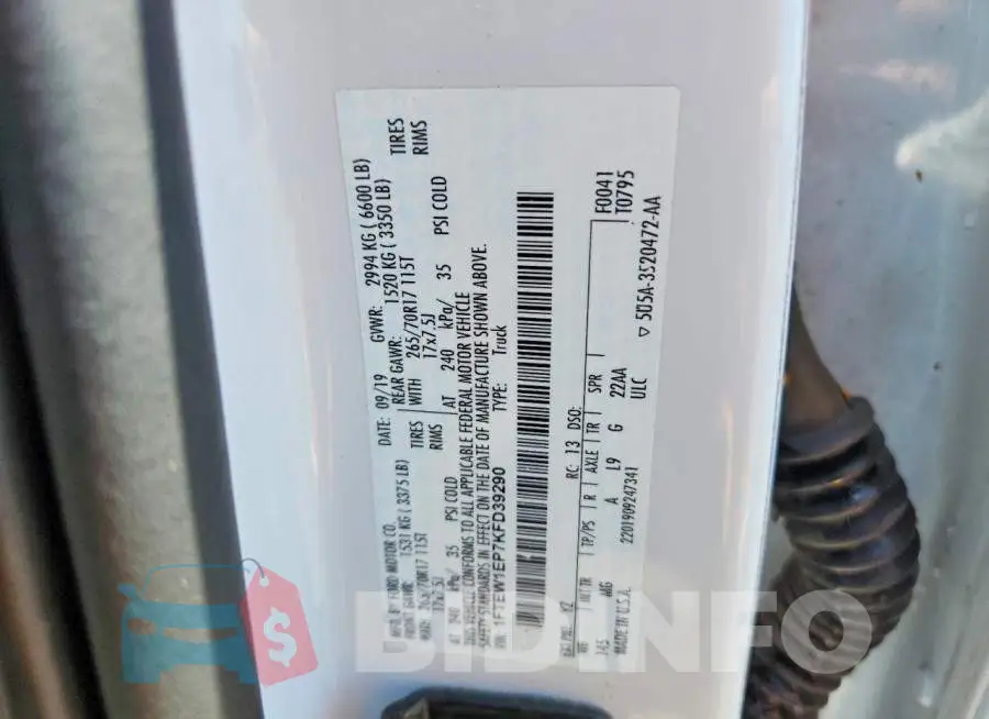 1FTEW1EP7KFD39290 Photo# 12