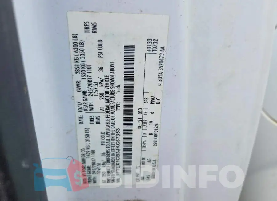1FTEX1CB3JKC67353 Photo# 12