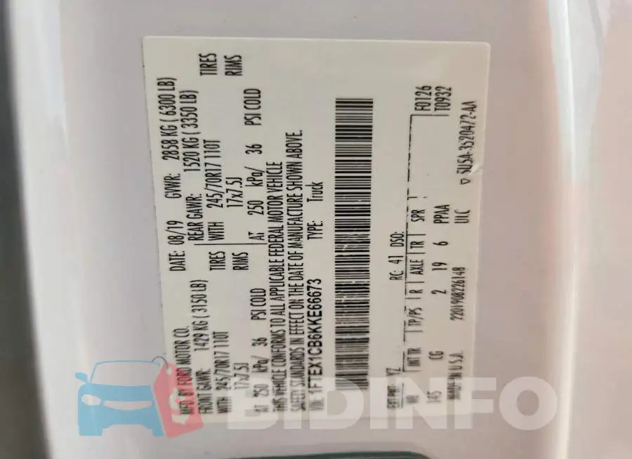 1FTEX1CB6KKE66673 Photo# 12