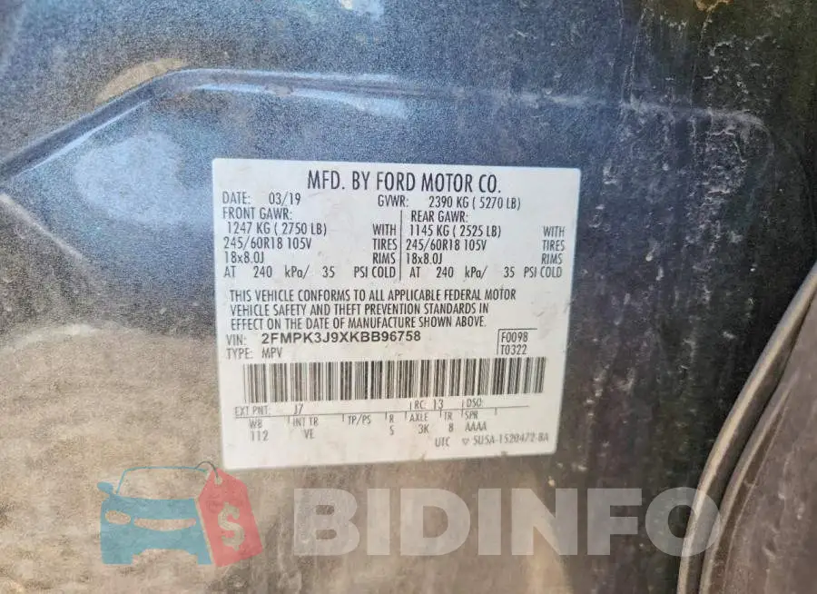 2FMPK3J9XKBB96758 Photo# 14