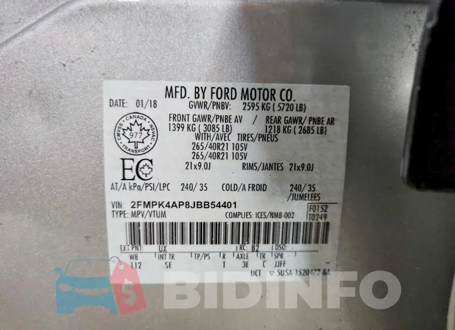 2FMPK4AP8JBB54401 Photo# 13