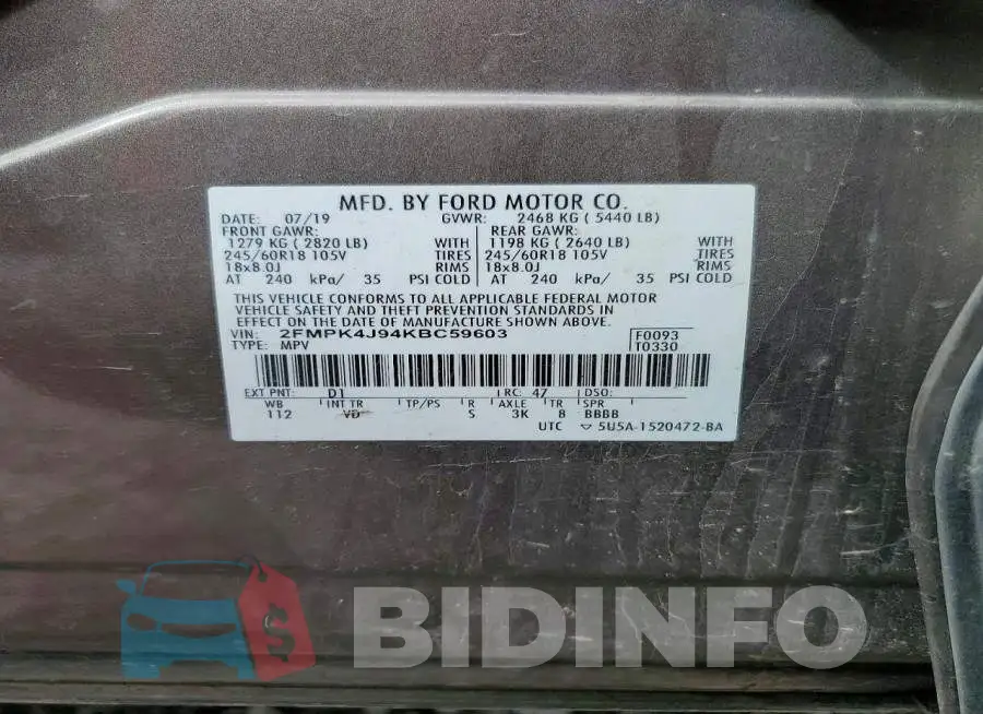 2FMPK4J94KBC59603 Photo# 13