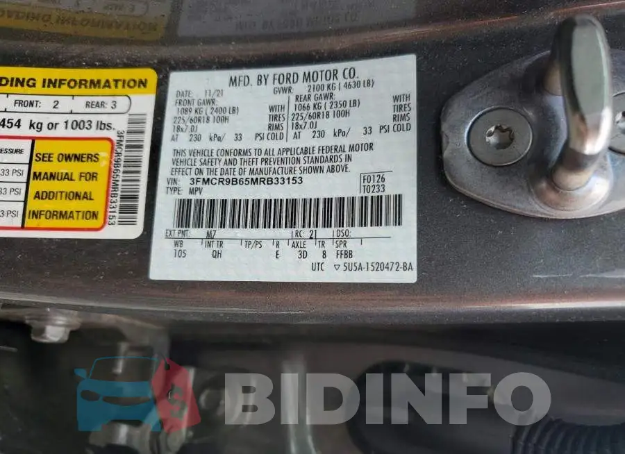 3FMCR9B65MRB33153 Photo# 14