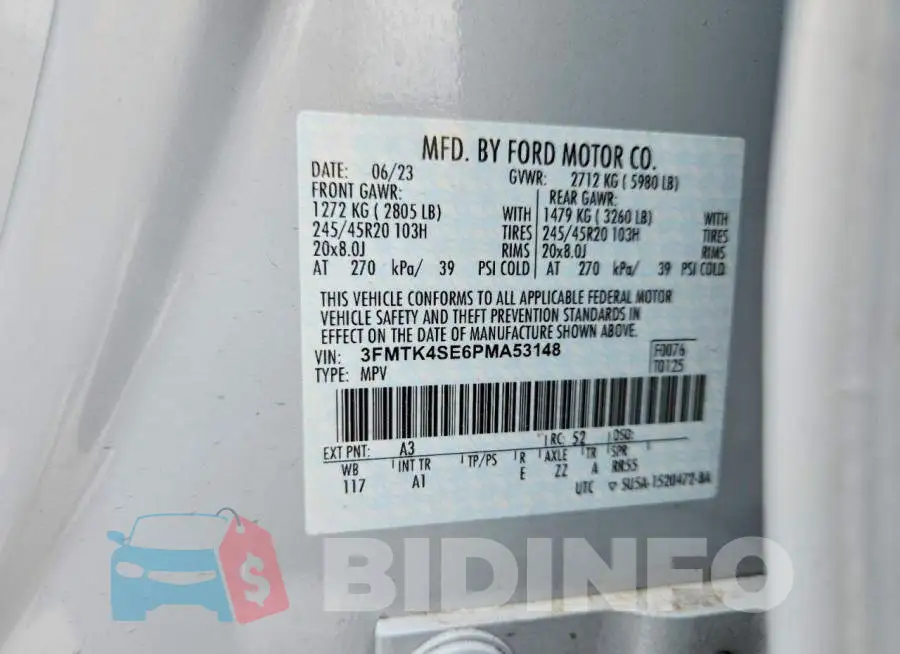 3FMTK4SE6PMA53148 Photo# 14