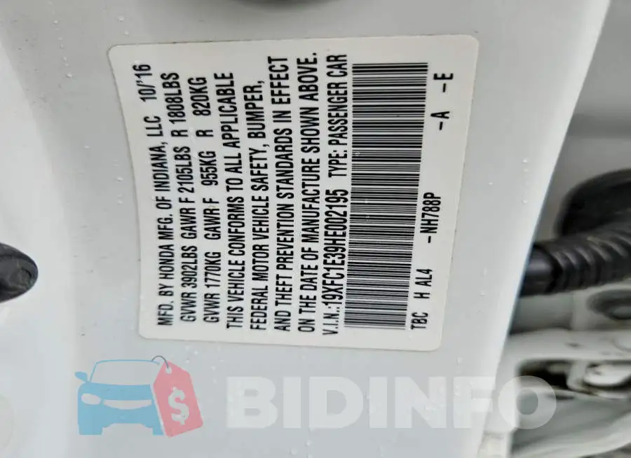 19XFC1E39HE002195 Photo# 12