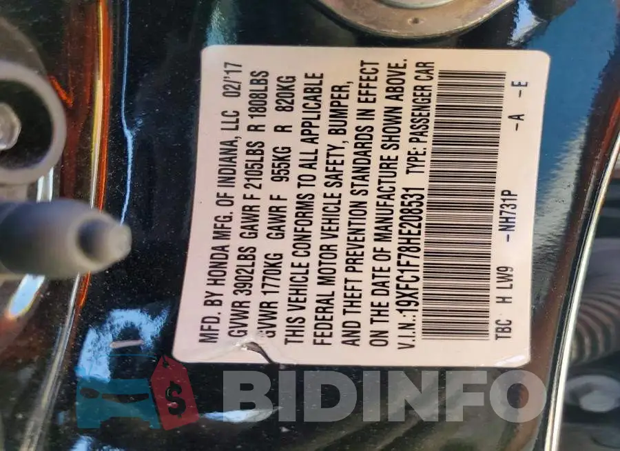 19XFC1F78HE208531 Photo# 12