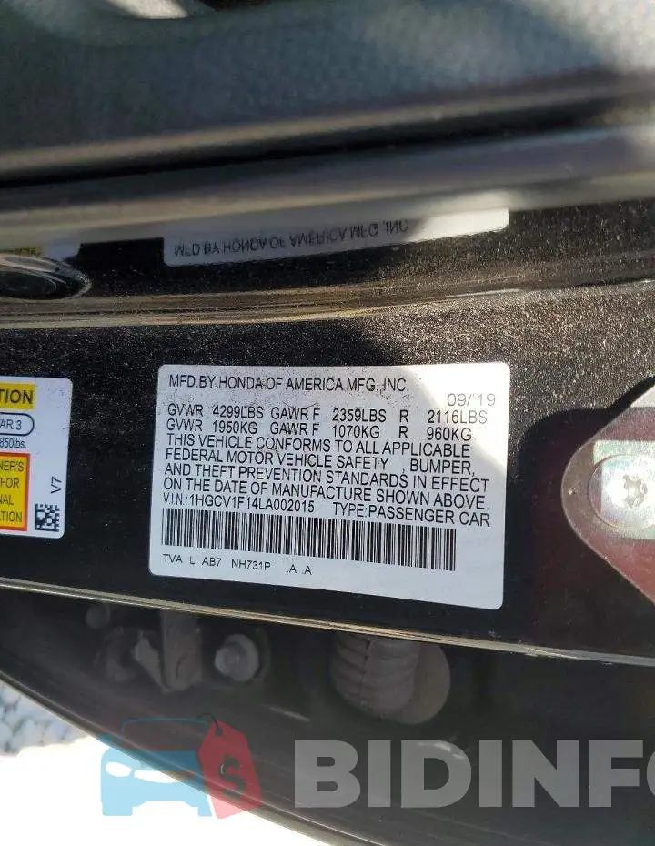 1HGCV1F14LA002015 Photo# 12